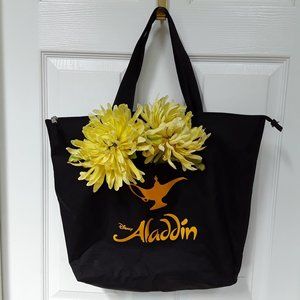 DISNEY Aladdin Black Zip Tote Bag w/Pocket